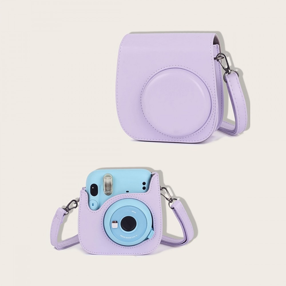 Instant Camera Case Compatible With Instax Mini 11, PU Leather Bag With Pocket And Adjustable Shoulder Strap Blue