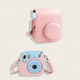 Instant Camera Case Compatible With Instax Mini 11, PU Leather Bag With Pocket And Adjustable Shoulder Strap Blue