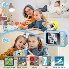 Kids Selfie Camera With Flip Lens, Suitable For Boys And Girls, Christmas Day Birthday Gift HD Digital Video Toddler Camera Portable Educational Toy With 32GB SD Card