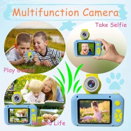 Kids Selfie Camera With Flip Lens, Suitable For Boys And Girls, Christmas Day Birthday Gift HD Digital Video Toddler Camera Portable Educational Toy With 32GB SD Card