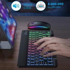 Ultra Thin And Lightweight Wireless Keyboard, Bluetooth Keyboard, RGB LED Light, Seven Color Gradient Keyboard, Backlight Keyboard, Suitable For Computers, IPad Tablets, Very Suitable For Travel And Business Trips