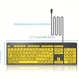 Large Print Computer Keyboard: Wired USB High Contrast Keyboard with Oversized Big Letters for Visually Impaired, Seniors, Students & Computer Beginners