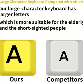 Large Print Computer Keyboard: Wired USB High Contrast Keyboard with Oversized Big Letters for Visually Impaired, Seniors, Students & Computer Beginners