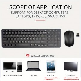 2.4G Wireless Keyboard And Mouse Combo Full Size Slim Keyboard And Mouse Set