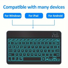 Mini Wireless Keyboard and Mouse Combo with 7 Colors Backlit Rechargeable Wireless Keyboard Set For ipad Phone Tablet Laptop