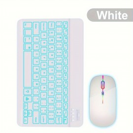 Mini Wireless Keyboard and Mouse Combo with 7 Colors Backlit Rechargeable Wireless Keyboard Set For ipad Phone Tablet Laptop