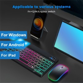 Ultra-Slim Backlit Backlight Wireless Keyboard And Mouse For IOS Android Windows Phone/Tablet IPad English Keyboard And Mouse.