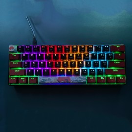 Mechanical Gaming Keyboard, Blue Switch And Color Backlight Small Compact 61-key, Portable 60% Gaming Keyboard For Gamers (Black-Red, Blue Switches)