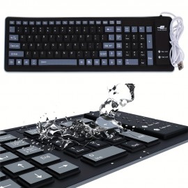 103 Keys Portable Mute Foldable Silicone Keyboard USB Wired Flexible Soft Waterproof Roll Silicone Keyboard For PC Laptop