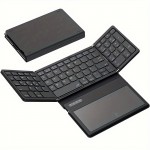 Foldable wireless keyboard, portable full size folding keyboard with large touchpad, numeric keypad, PU leather, wireless Travel Keyboard for Windows iOS Android Mac