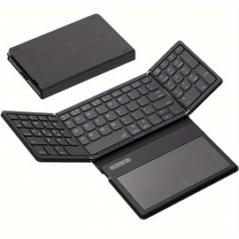 Foldable wireless keyboard, portable full size folding keyboard with large touchpad, numeric keypad, PU leather, wireless Travel Keyboard for Windows iOS Android Mac