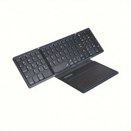 Foldable wireless keyboard, portable full size folding keyboard with large touchpad, numeric keypad, PU leather, wireless Travel Keyboard for Windows iOS Android Mac