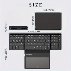 Foldable wireless keyboard, portable full size folding keyboard with large touchpad, numeric keypad, PU leather, wireless Travel Keyboard for Windows iOS Android Mac