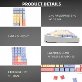 132 Keys XDA Keycaps PBT Marshmallow Keycaps PBT Dye Sublimation XDA Profile For MX Switch Fit 61/64/68/87/96/104/108 Keyboard XDA Keycaps