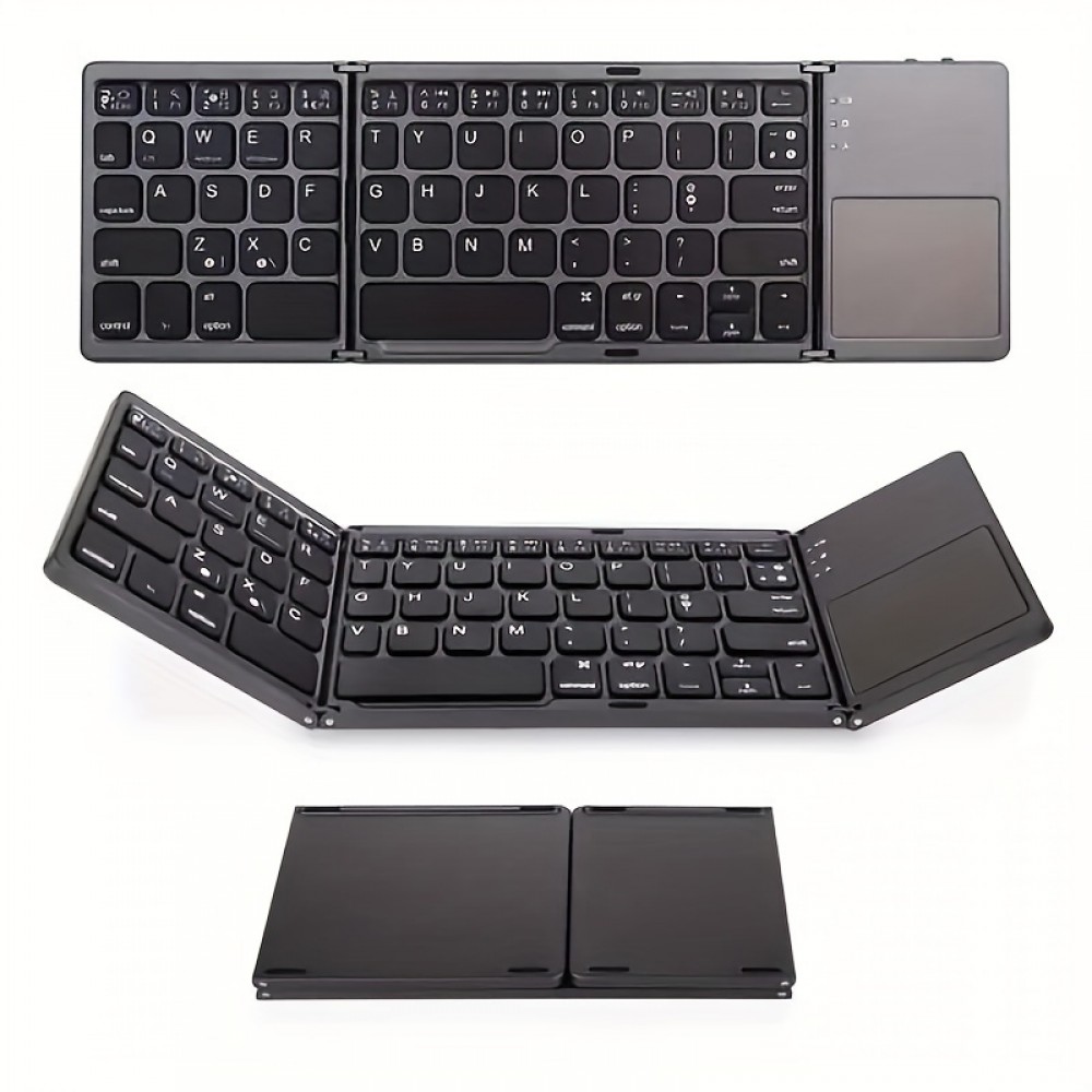 Three Fold Touchpad Keyboard.Comfortable Frosting Feel, Practical Touch Pad, Light Weight And Thin Thickness, Three System Compatibility, Using Imported Chips.Three Fold. Easy To Carry.