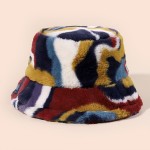 1pc Plush Color Matching Imitation Rabbit Fur Bucket Hat For Autumn And Winter, Ideal choice for Gifts