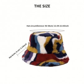 1pc Plush Color Matching Imitation Rabbit Fur Bucket Hat For Autumn And Winter, Ideal choice for Gifts