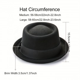 Pork Pie Hat 100% Wool Felt Men's Porkpie Breaking Bad Hats Flat Top Mens Fedora, Ideal choice for Gifts