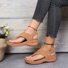 Women's Platform Flats Sandals, Fashion Buckle Flip Flops, Casual Beach Sandals, Women's Footwear