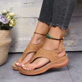 Women's Platform Flats Sandals, Fashion Buckle Flip Flops, Casual Beach Sandals, Women's Footwear