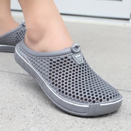 Women's Hollow Out Clogs, Casual Solid Color Round Toe Slip-on Platform Shoes, Summer Lightweight & Breathable Outdoor Shoes