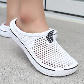 Women's Hollow Out Clogs, Casual Solid Color Round Toe Slip-on Platform Shoes, Summer Lightweight & Breathable Outdoor Shoes