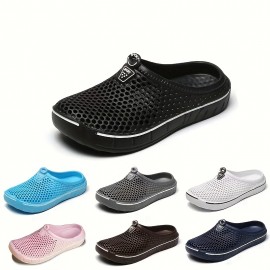 Women's Hollow Out Clogs, Casual Solid Color Round Toe Slip-on Platform Shoes, Summer Lightweight & Breathable Outdoor Shoes