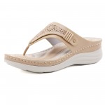 Women's Wedge Flip Flops, Open Toe Soft Sole Arch Support Slides Shoes, Comfortable Casual Slides