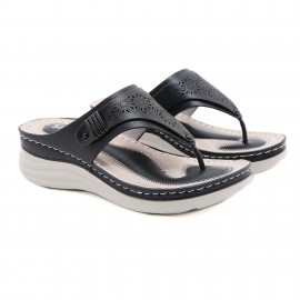 Women's Wedge Flip Flops, Open Toe Soft Sole Arch Support Slides Shoes, Comfortable Casual Slides