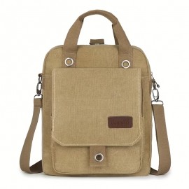 1pc Men's Wear-resistant Dirty-resistant Retro Canvas Bag, Practical Fabric Waterproof Thick And Stylish Bag