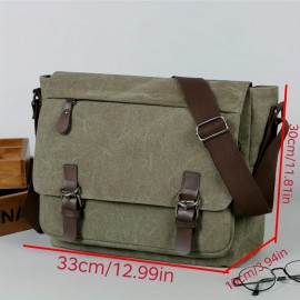 1pc Men's Wear-resistant Dirty-resistant Retro Canvas Bag, Practical Fabric Waterproof Thick And Stylish Bag