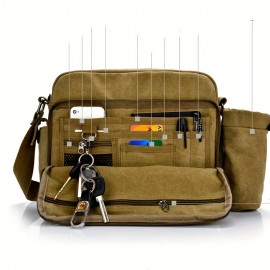 1pc Men's Wear-resistant Dirty-resistant Retro Canvas Bag, Practical Fabric Waterproof Thick And Stylish Bag