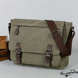 1pc Men's Wear-resistant Dirty-resistant Retro Canvas Bag, Practical Fabric Waterproof Thick And Stylish Bag