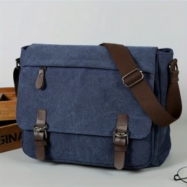 1pc Men's Wear-resistant Dirty-resistant Retro Canvas Bag, Practical Fabric Waterproof Thick And Stylish Bag