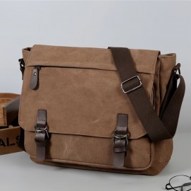 1pc Men's Wear-resistant Dirty-resistant Retro Canvas Bag, Practical Fabric Waterproof Thick And Stylish Bag