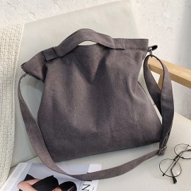 Casual Letter Shoulder Bags, Solid Color Canvas Handbag, Fashion Large Capacity Crossbody Bag Tote