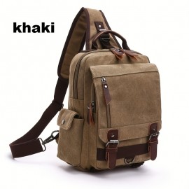 2pcs/set Men's Fashion Canvas Bag, Outdoor Travel Large Capacity Sling Bag, And Card Holder Set