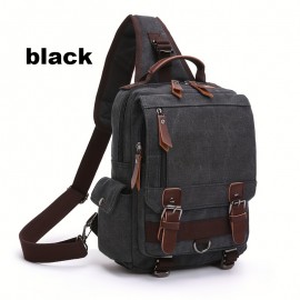 2pcs/set Men's Fashion Canvas Bag, Outdoor Travel Large Capacity Sling Bag, And Card Holder Set