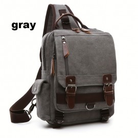 2pcs/set Men's Fashion Canvas Bag, Outdoor Travel Large Capacity Sling Bag, And Card Holder Set