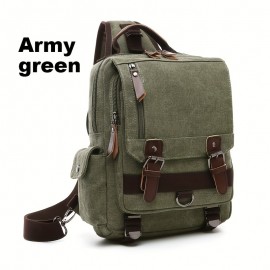 2pcs/set Men's Fashion Canvas Bag, Outdoor Travel Large Capacity Sling Bag, And Card Holder Set