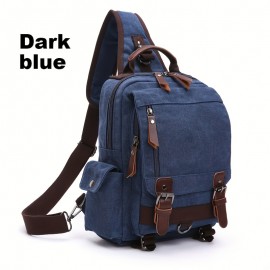 2pcs/set Men's Fashion Canvas Bag, Outdoor Travel Large Capacity Sling Bag, And Card Holder Set