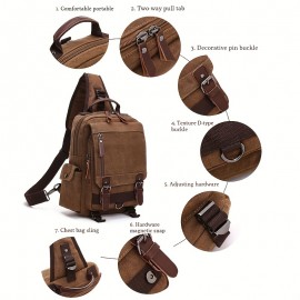 2pcs/set Men's Fashion Canvas Bag, Outdoor Travel Large Capacity Sling Bag, And Card Holder Set