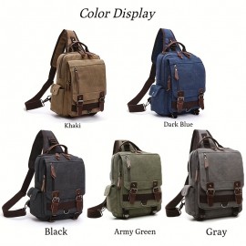 2pcs/set Men's Fashion Canvas Bag, Outdoor Travel Large Capacity Sling Bag, And Card Holder Set