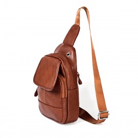 Genuine Leather Sling Backpack, Multipurpose Crossbody Shoulder Bag Travel Chest Bag Hiking Daypack