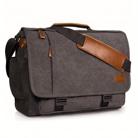 Men's Messenger Bag 17in Waterproof Vintage Canvas Large Capacity Crossbody Shoulder Bag Briefcase Laptop Bag