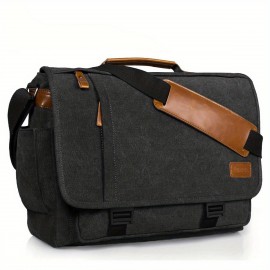 Men's Messenger Bag 17in Waterproof Vintage Canvas Large Capacity Crossbody Shoulder Bag Briefcase Laptop Bag