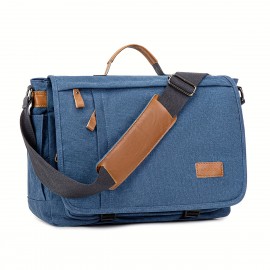 Men's Messenger Bag 17in Waterproof Vintage Canvas Large Capacity Crossbody Shoulder Bag Briefcase Laptop Bag