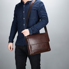 1pc Men's Business Commuter Large-capacity Retro Shoulder Horizontal Crossbody Bag