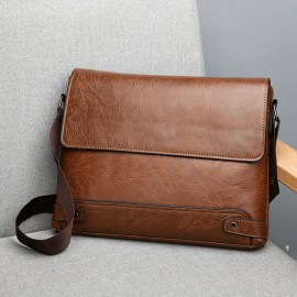 1pc Men's Business Commuter Large-capacity Retro Shoulder Horizontal Crossbody Bag