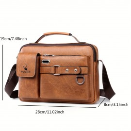 1pc Men's PU Leather Shoulder Bag, Crossbody Official Shoulder Bag